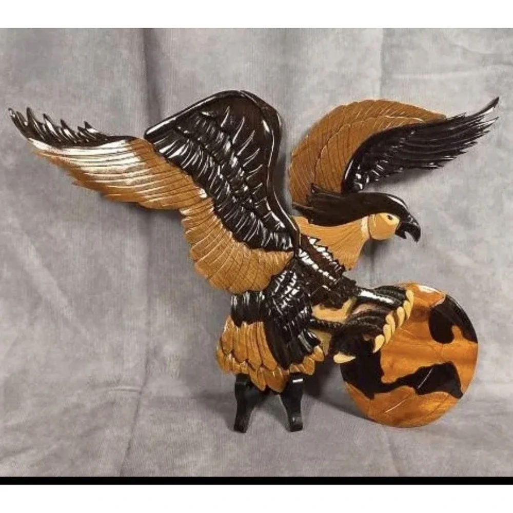 Landing Eagle Intarsia wood wall hanging hand crafted home decor‎ 13